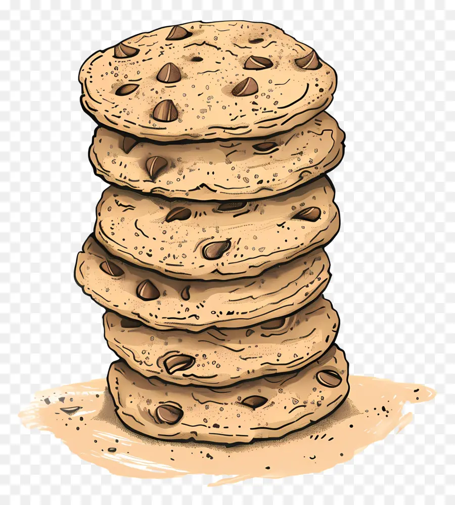 Pilha De Biscoitos，Chocolate Chip Cookies PNG