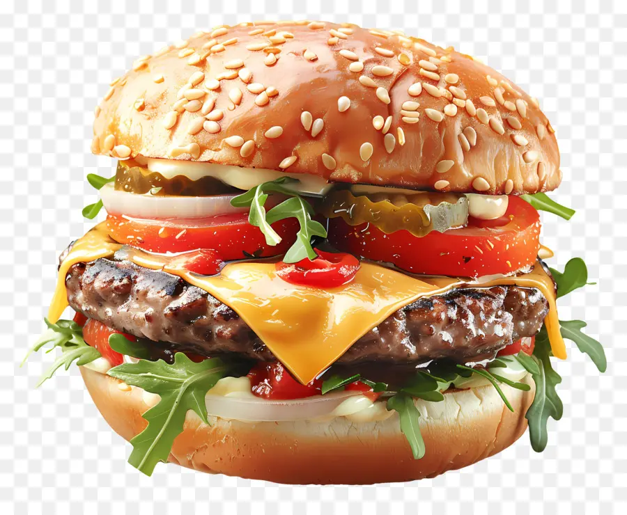 Cheeseburger，1 Hamburger PNG