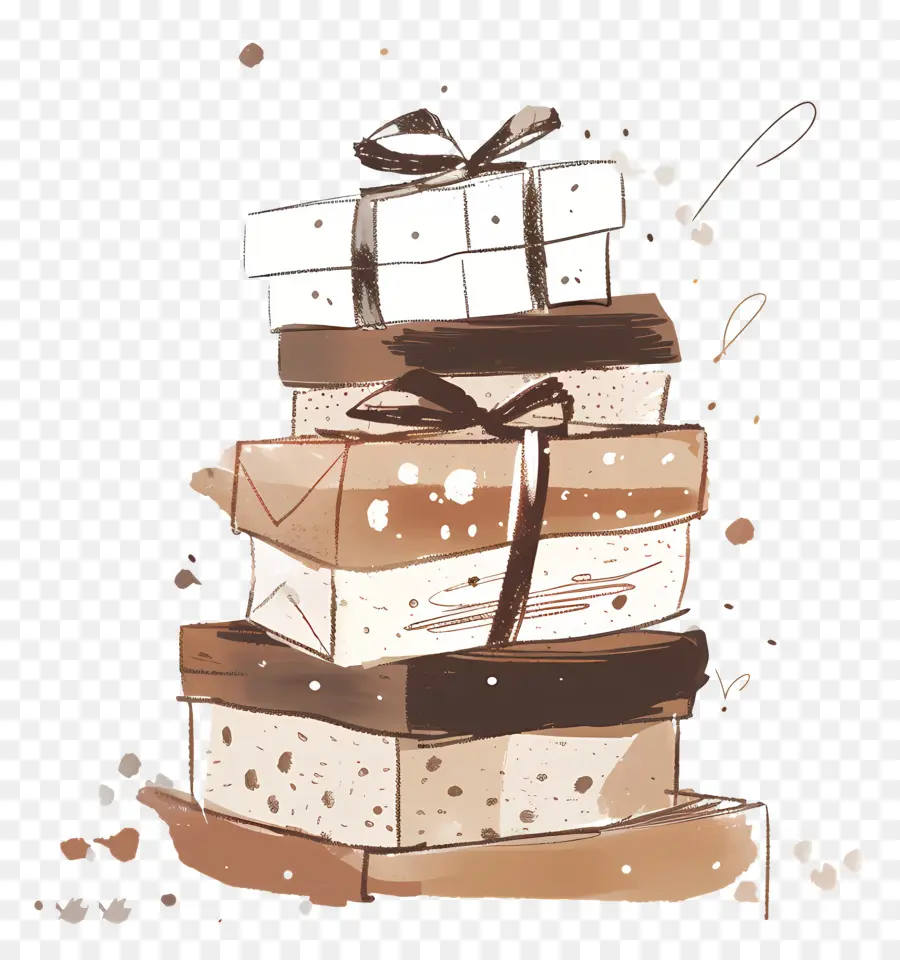 Pilha De Presentes，Bolo De Chocolate PNG