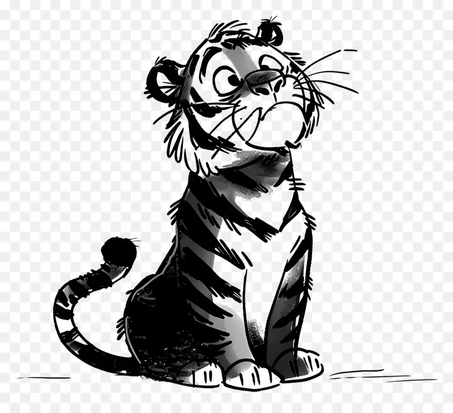 Cartoon Tigre，Gato Preto E Branco PNG