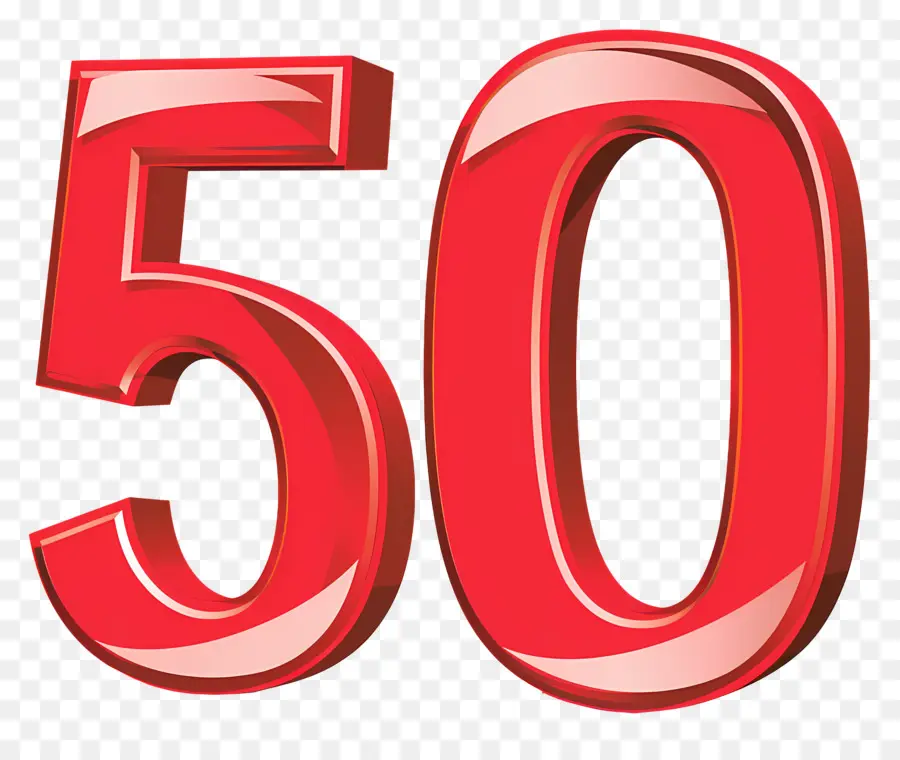 O Número 50，Vermelho PNG