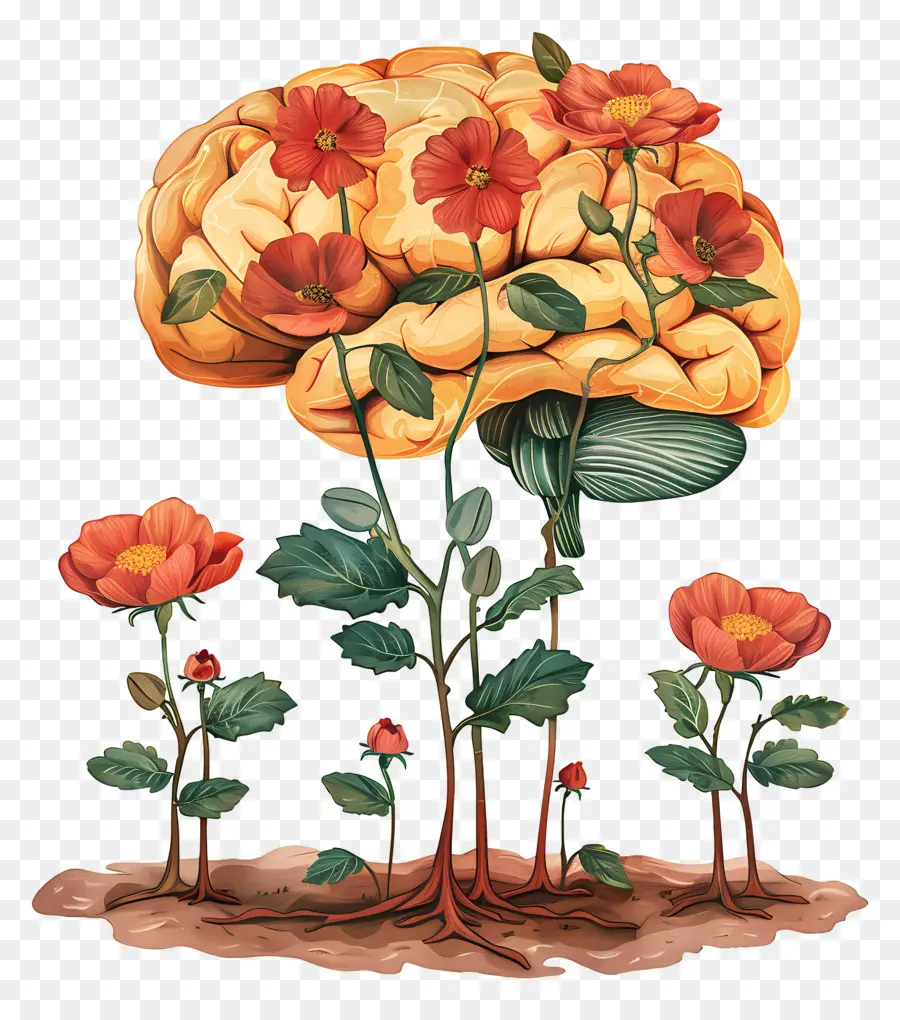 Cérebro Floral，Cérebro Humano PNG