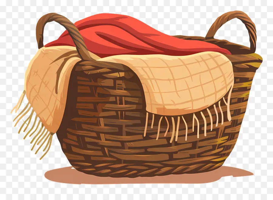 Cesta Com Cobertor，Cesta De Tecido PNG