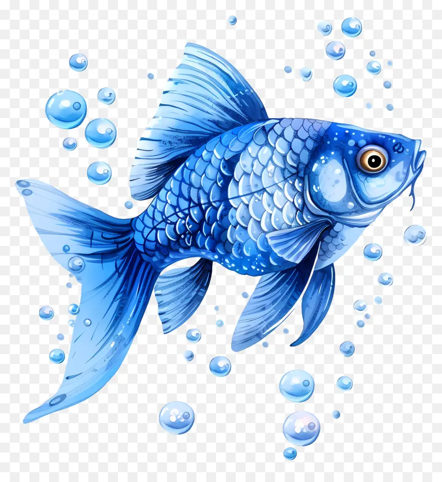 Peixe Azul，Ilustração Em Aquarela PNG