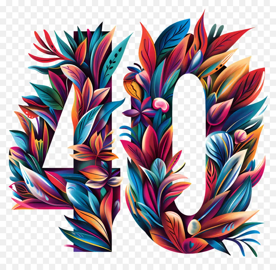 Número 40，Floral Número PNG