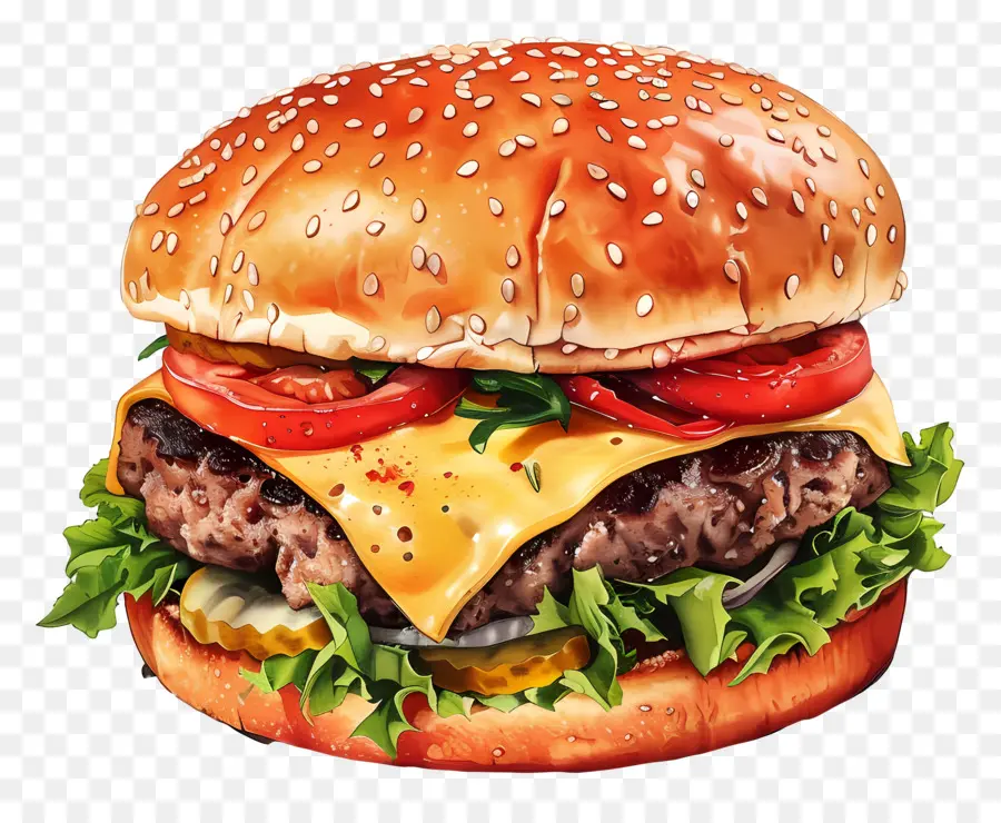 Cheeseburger，Hamburger PNG