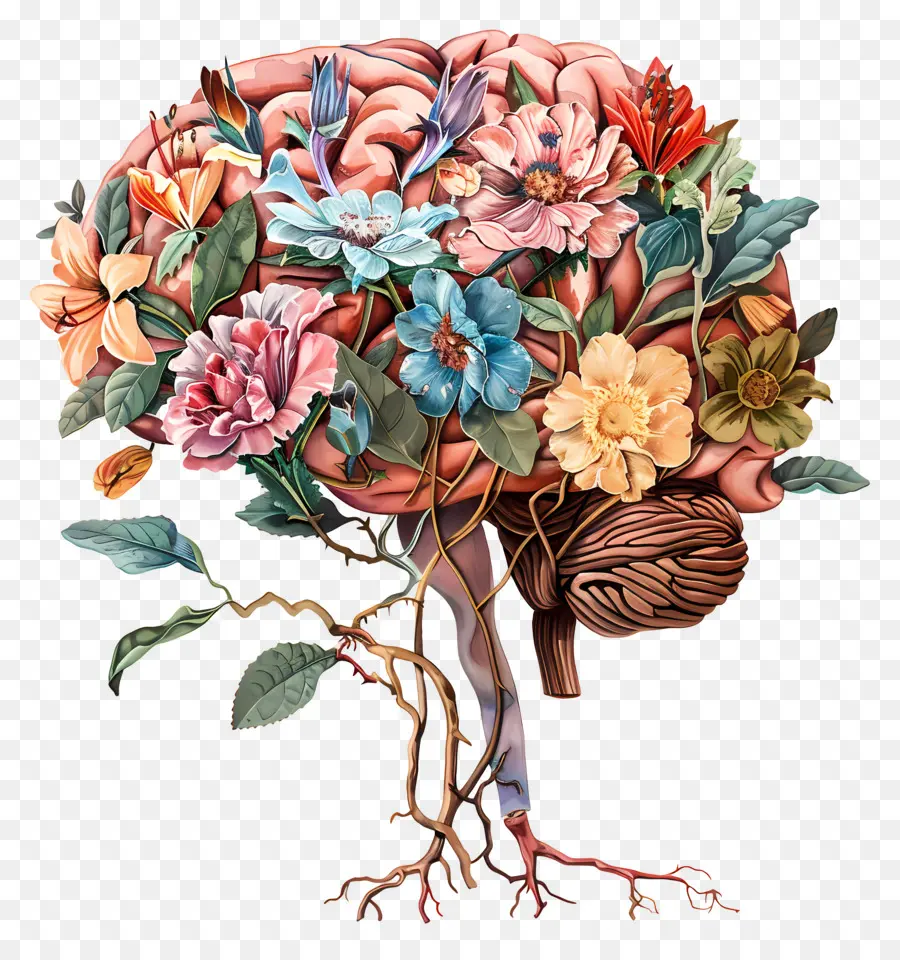 Cérebro Floral，Cérebro Humano PNG