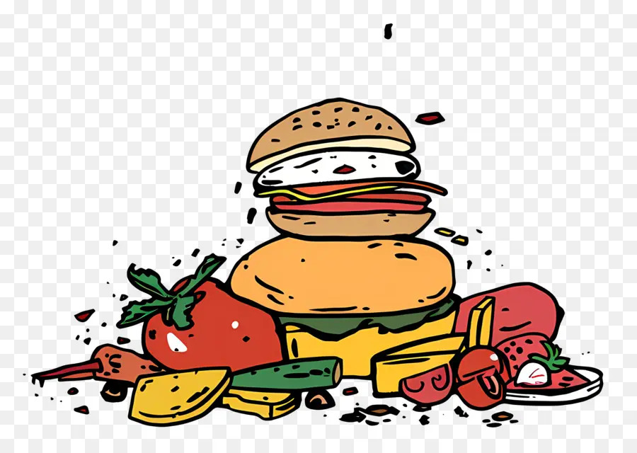 Pilha De Comida，Burger PNG