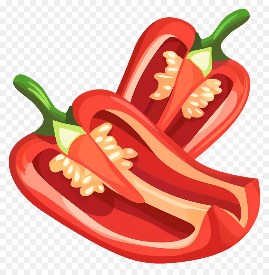 Pimenta Fatias，Pimentões Vermelhos PNG