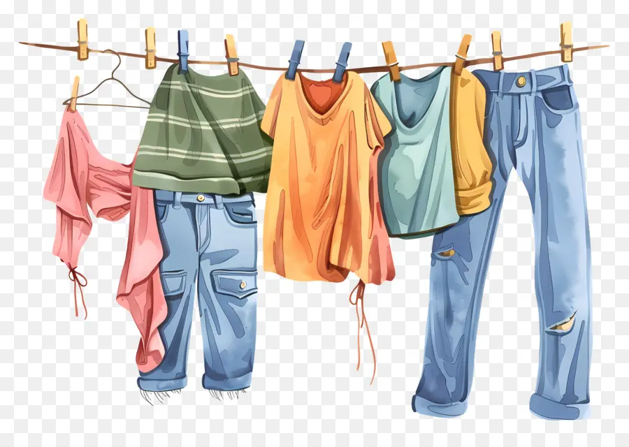 Roupas Penduradas No Varal，Varal PNG