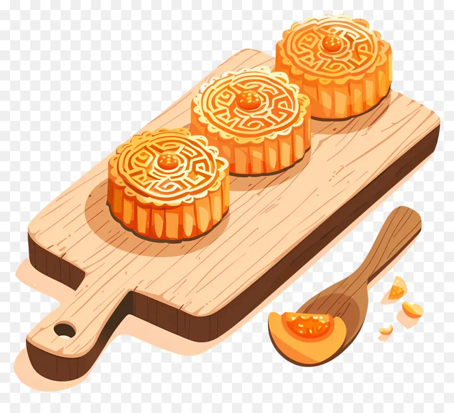 Mooncake，Placa De Corte De Madeira PNG