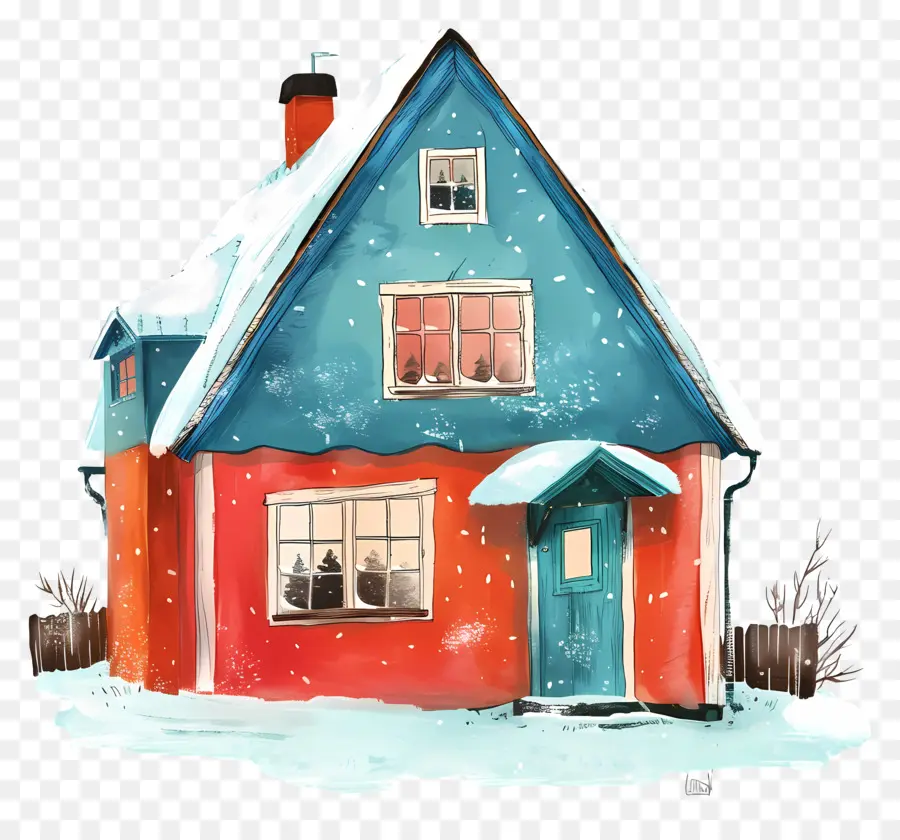 Casa De Inverno De Neve，Pintura Em Aquarela PNG