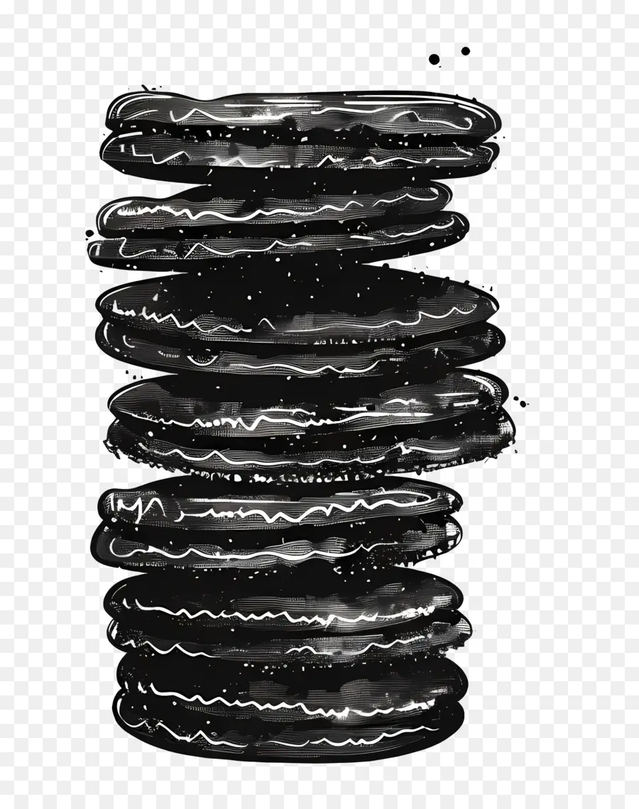 Pilha De Biscoitos，Bolinhos Preto E Branco PNG