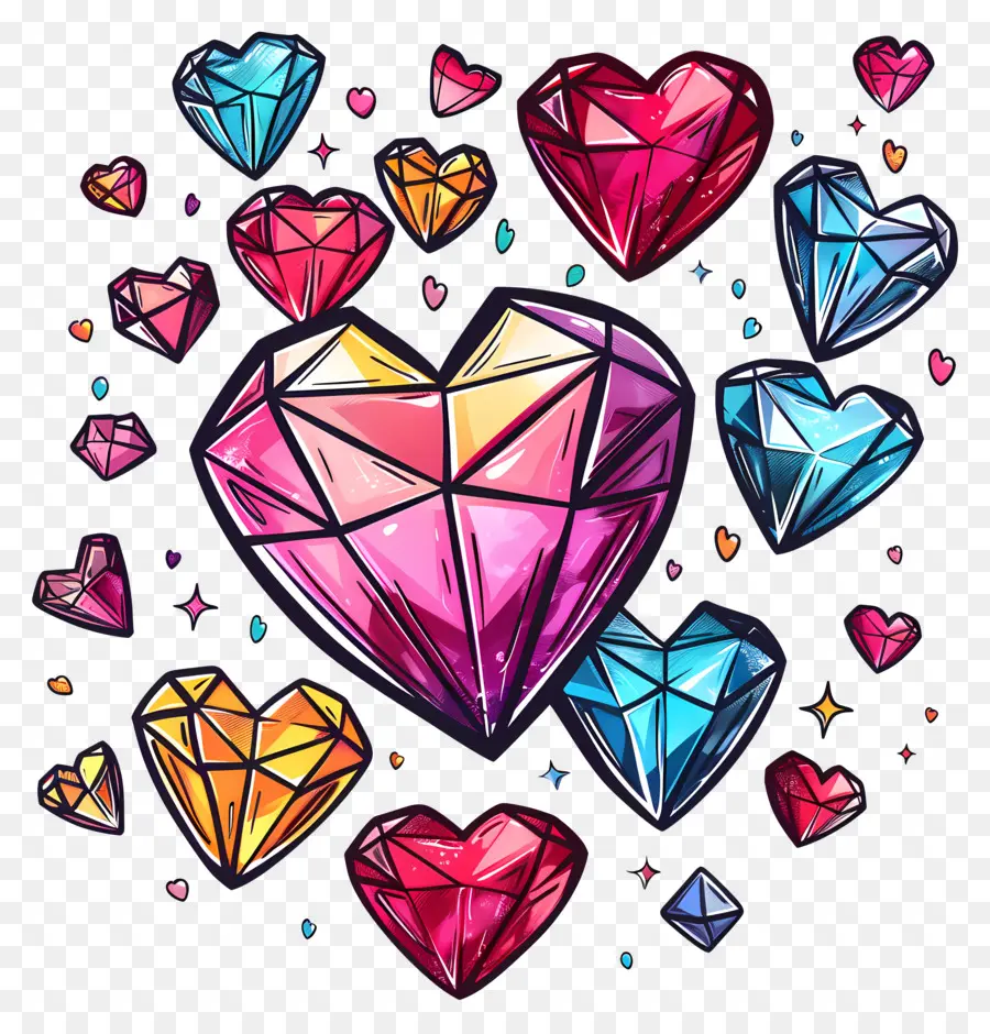 Diamantes，Crystal Hearts PNG