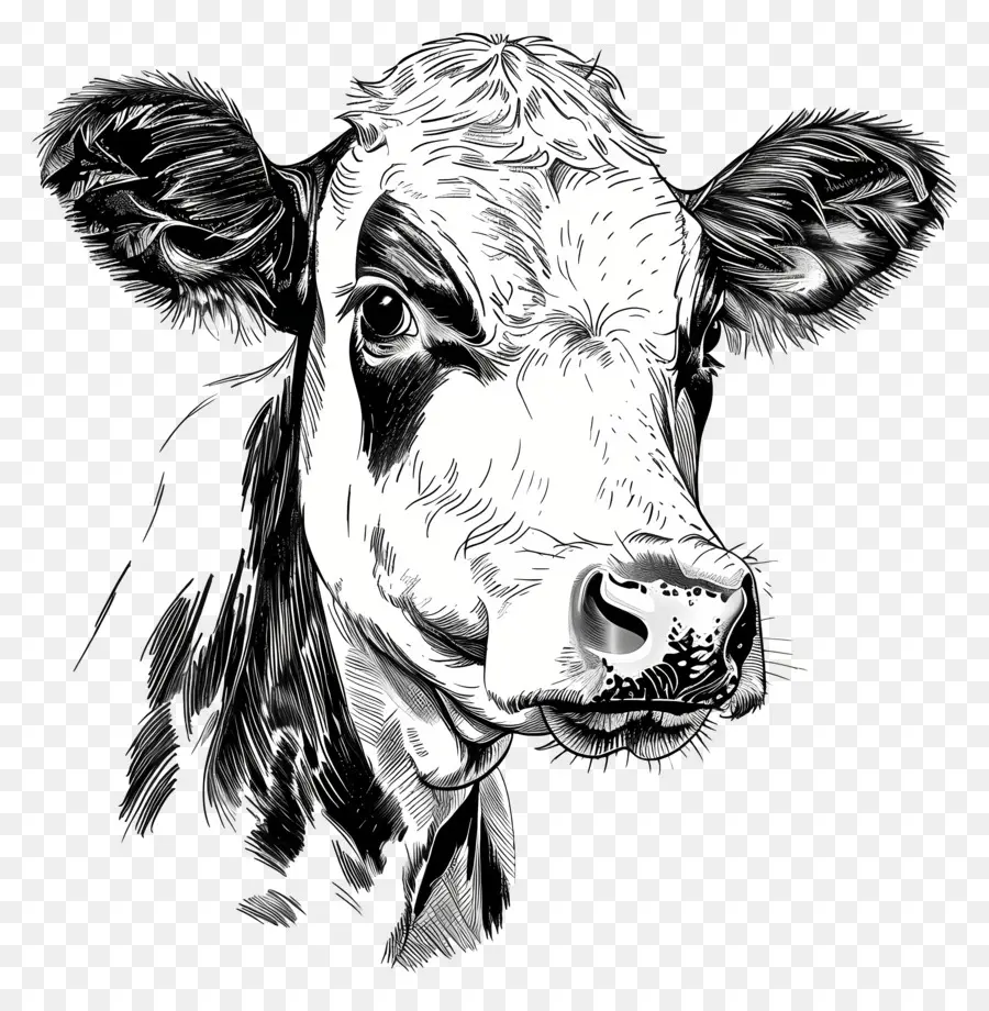 Cow，Listras Preto E Branco PNG