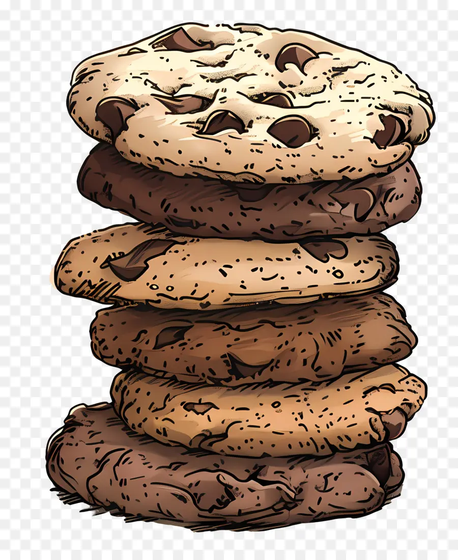 Pilha De Biscoitos，Chocolate Chip Cookies PNG