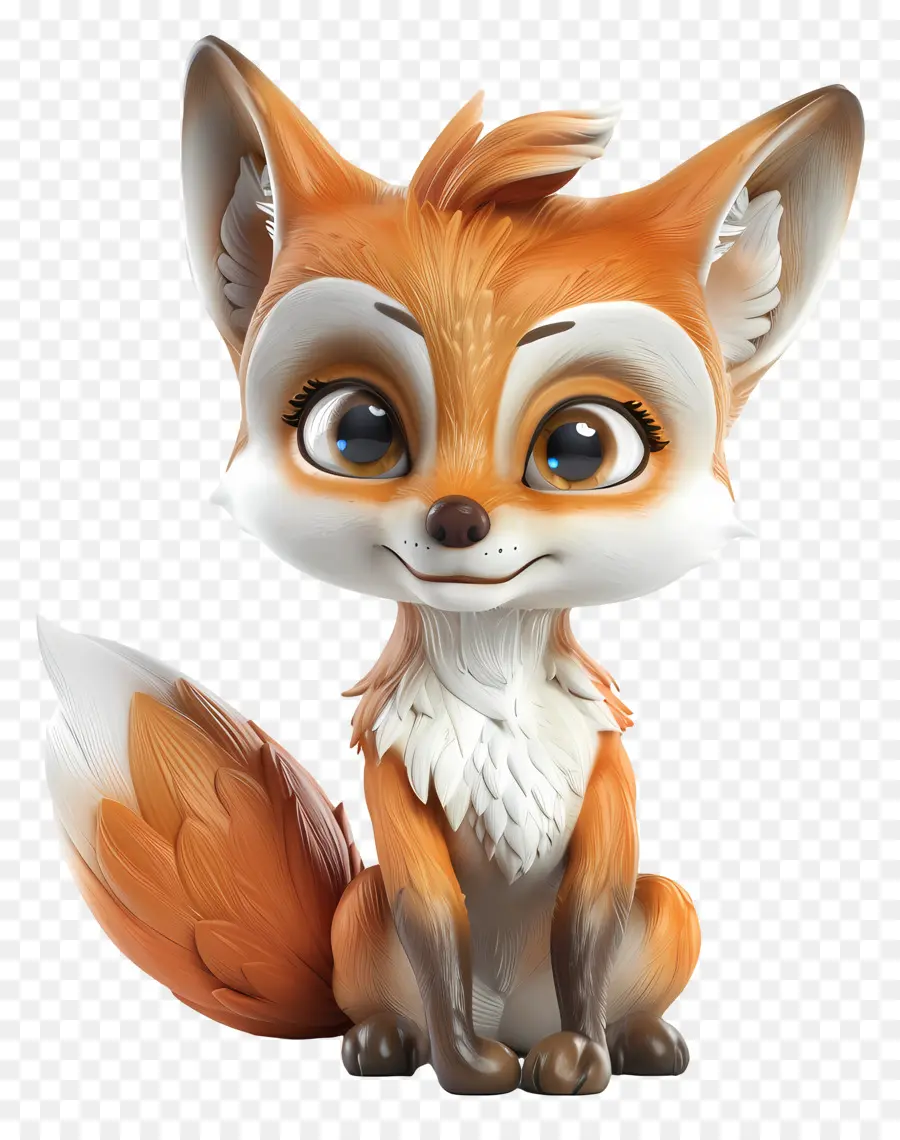 3d Little Fox，Desenho Animado Da Fox PNG