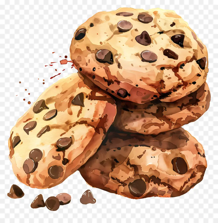 Chocolate Chip Cookies，Pintura PNG