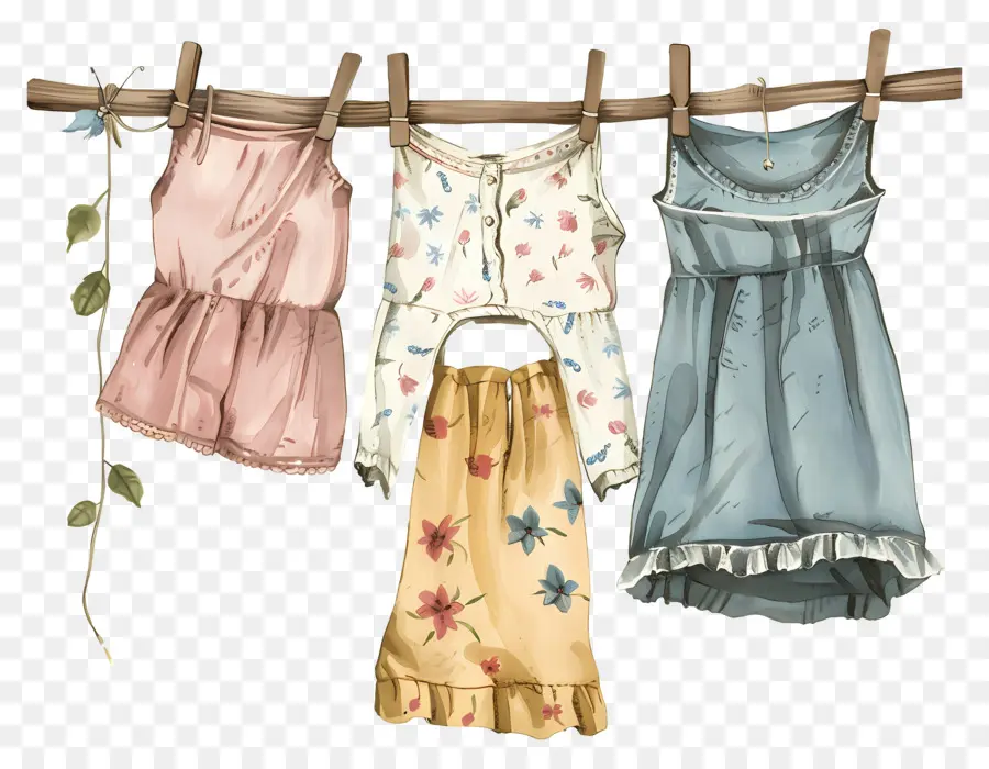 Roupas Penduradas No Varal，Crianças Pano De Sonho PNG