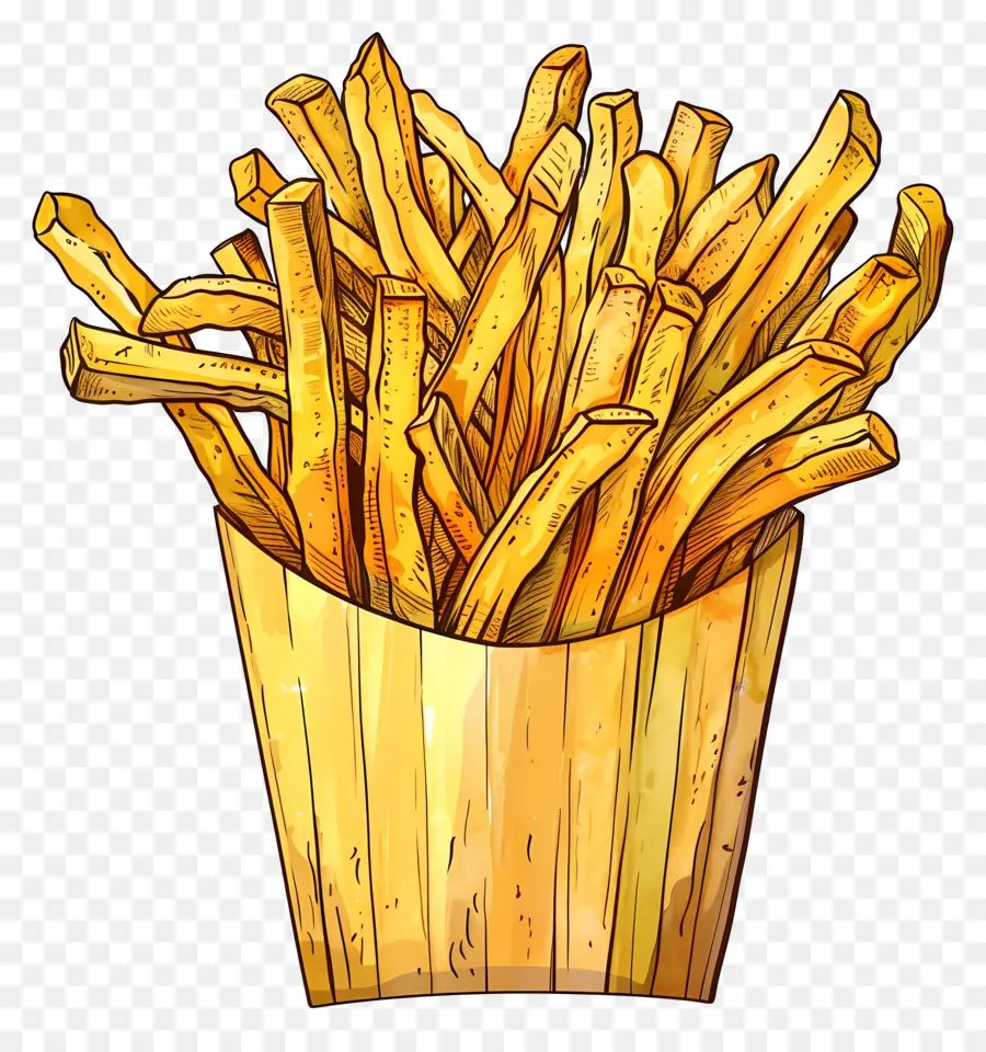 Batatas Fritas，Ilustração Do Estilo De Desenho Animado PNG