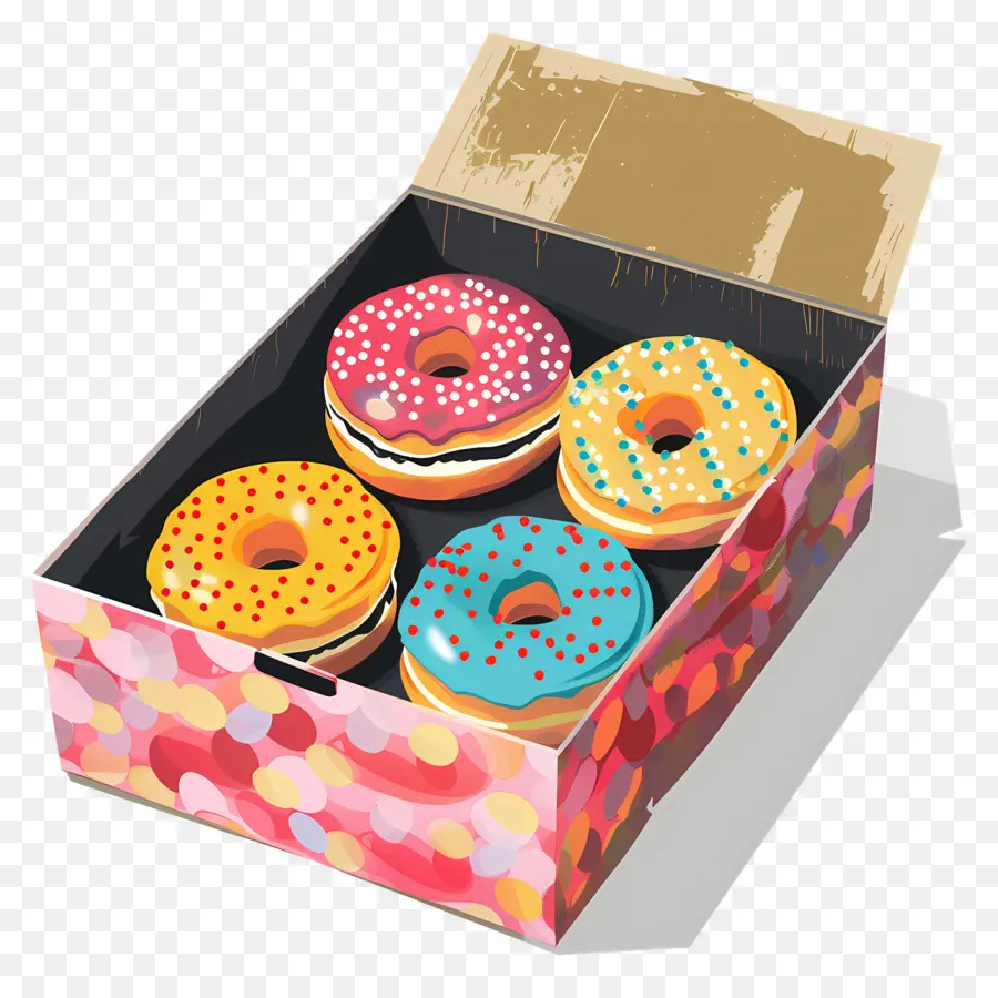 Caixa Com Rosquinhas，Doughnuts PNG