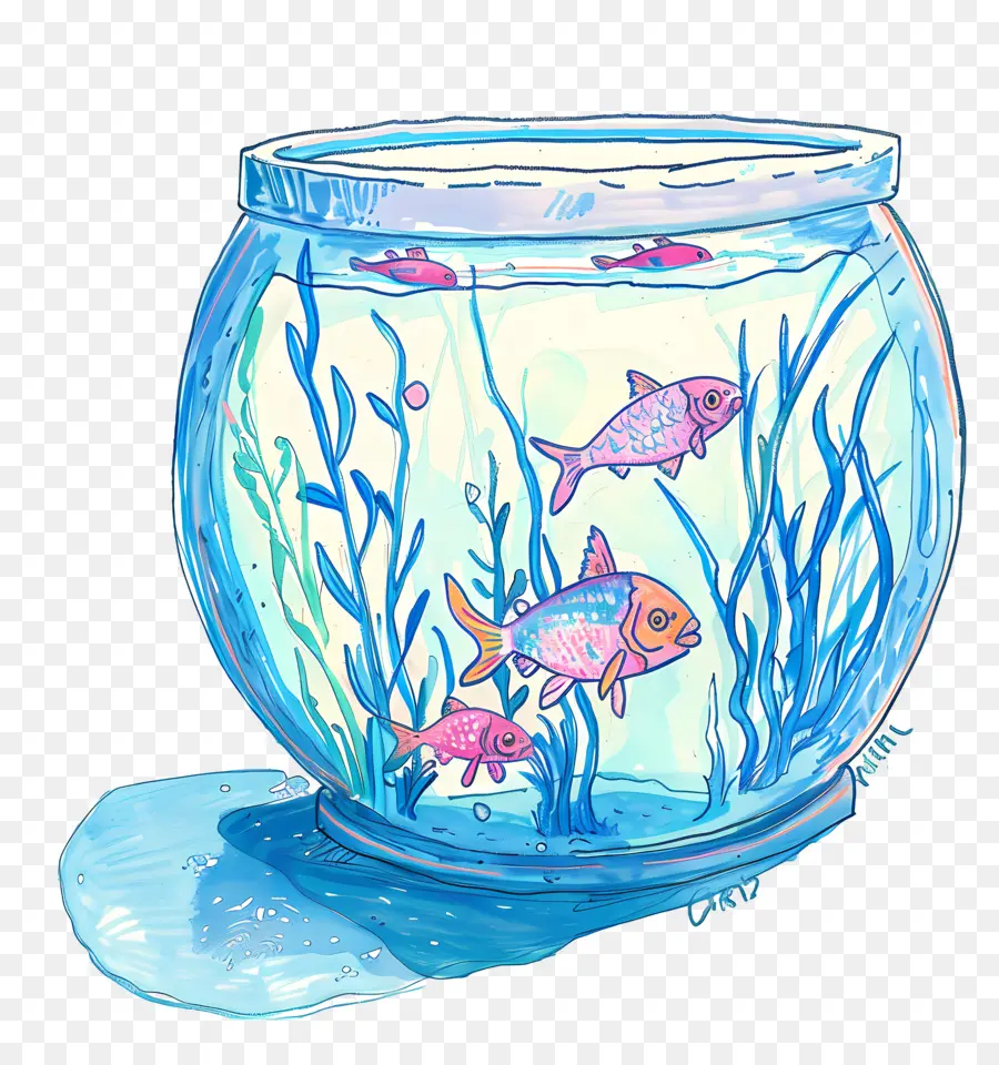 Fish Bowl，Desenho A Lápis PNG