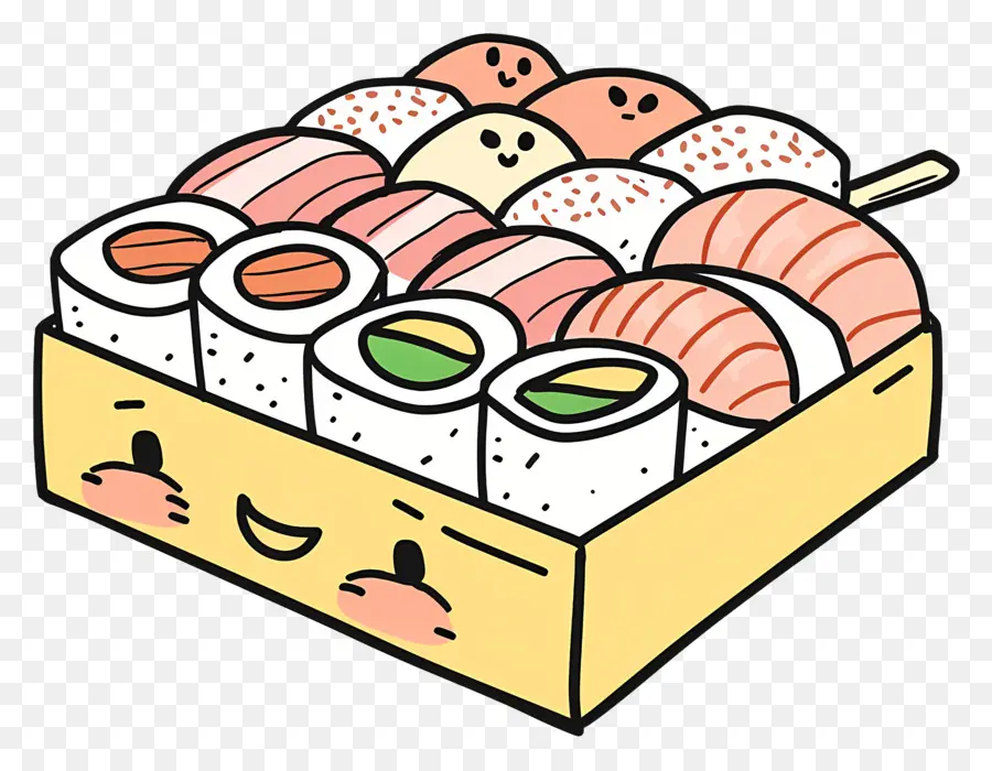 Caixa Com Sushi，Sushi PNG