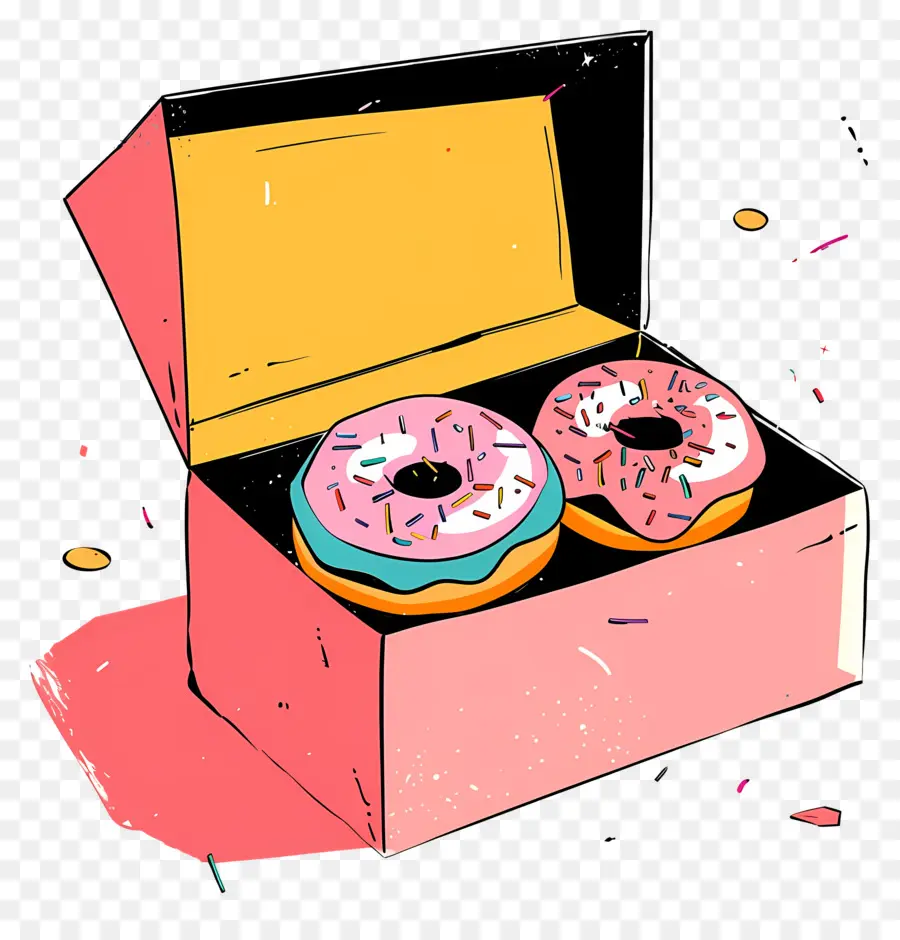 Caixa Com Rosquinhas，Donuts PNG