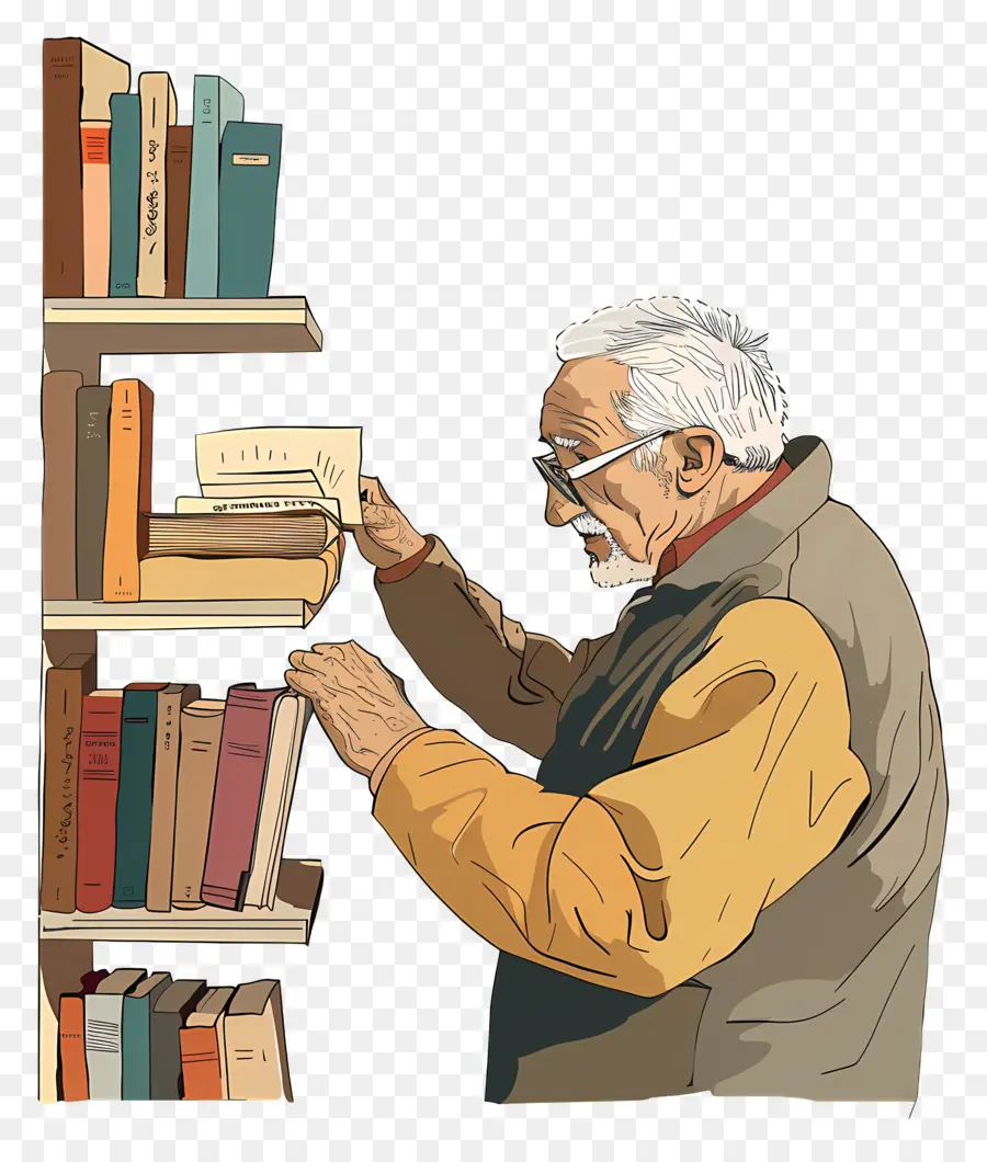 Velho Levando O Livro，Bookshelf PNG