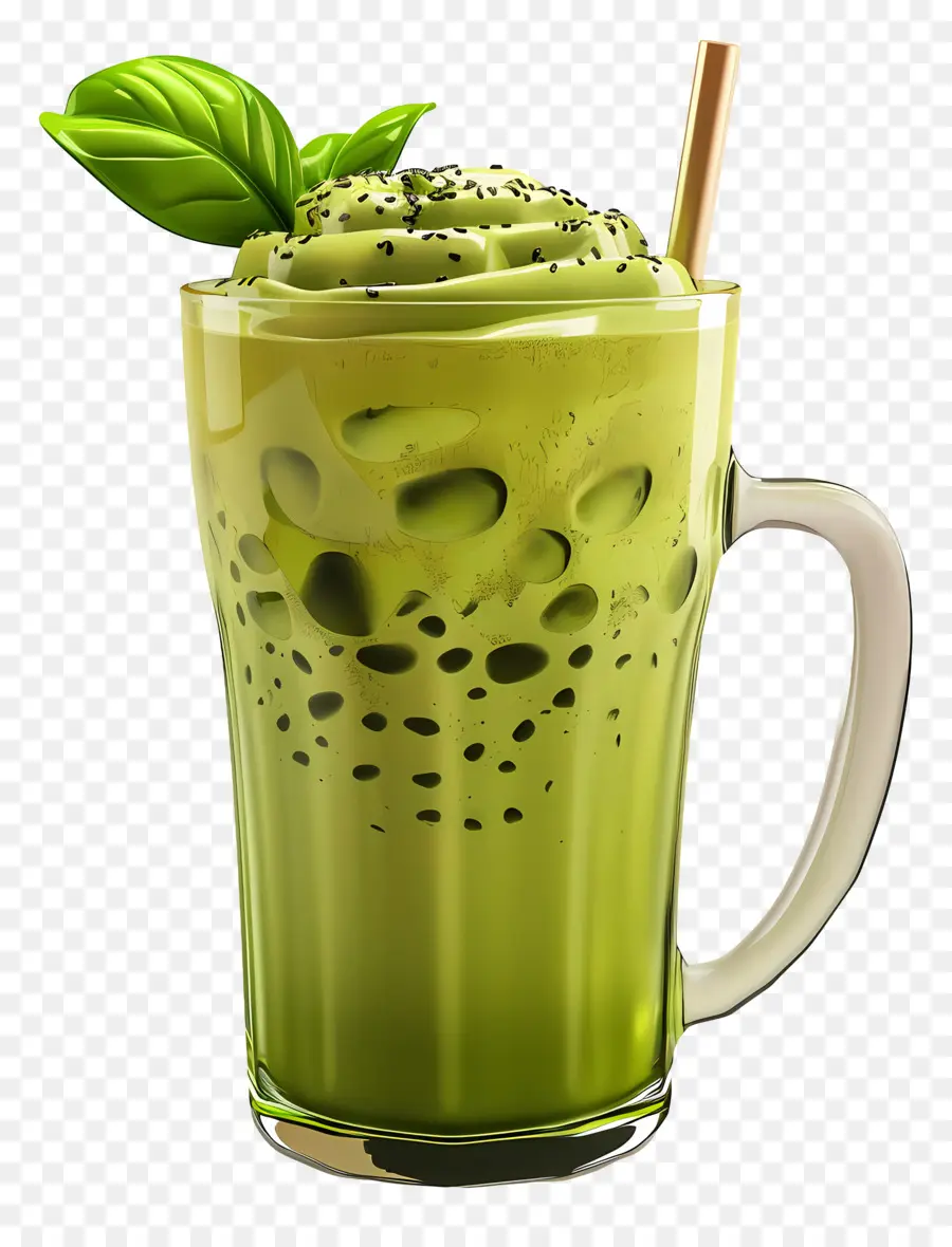 Bebida Matcha，Smoothie Verde PNG