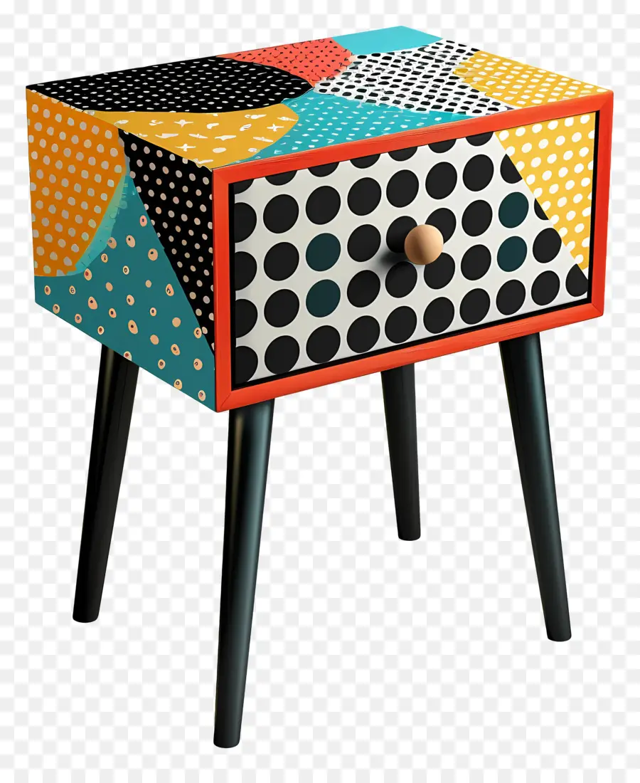 Bedside Table，Tabela Lateral Com Padrões De Polkadot PNG