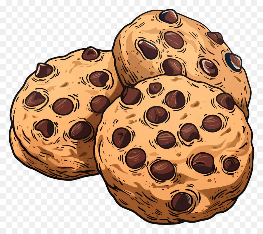 Chocolate Chip Cookies，Biscoitos Caseiros PNG