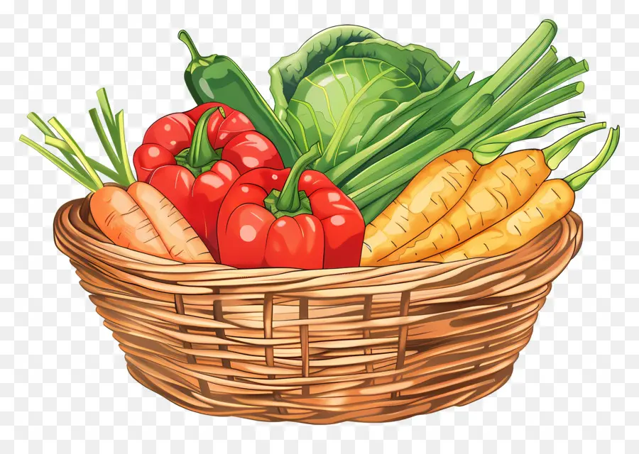 Cesta Com Vegetais，Legumes Frescos PNG