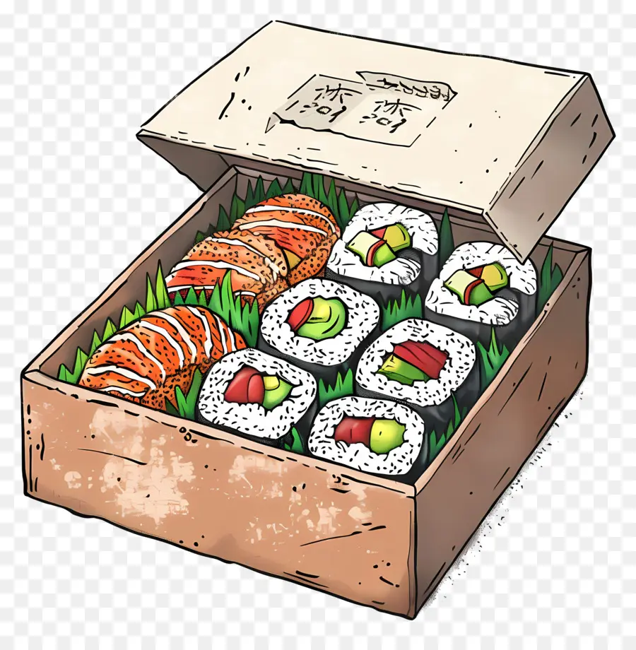 Caixa Com Sushi，Sushi PNG