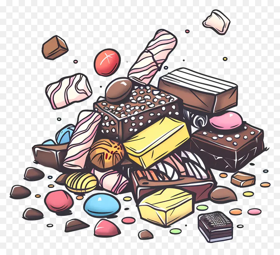 Pilha De Doces，Barras De Chocolate PNG