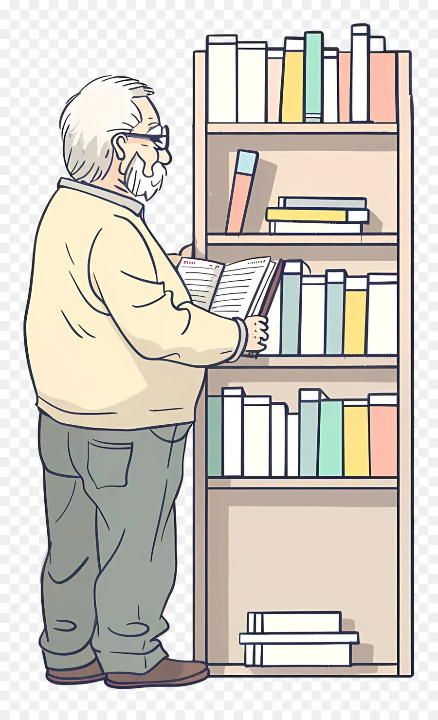 Velho Levando O Livro，Bookshelf PNG