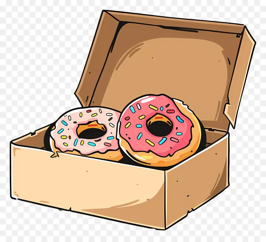 Caixa Com Rosquinhas，Donuts Rosa PNG