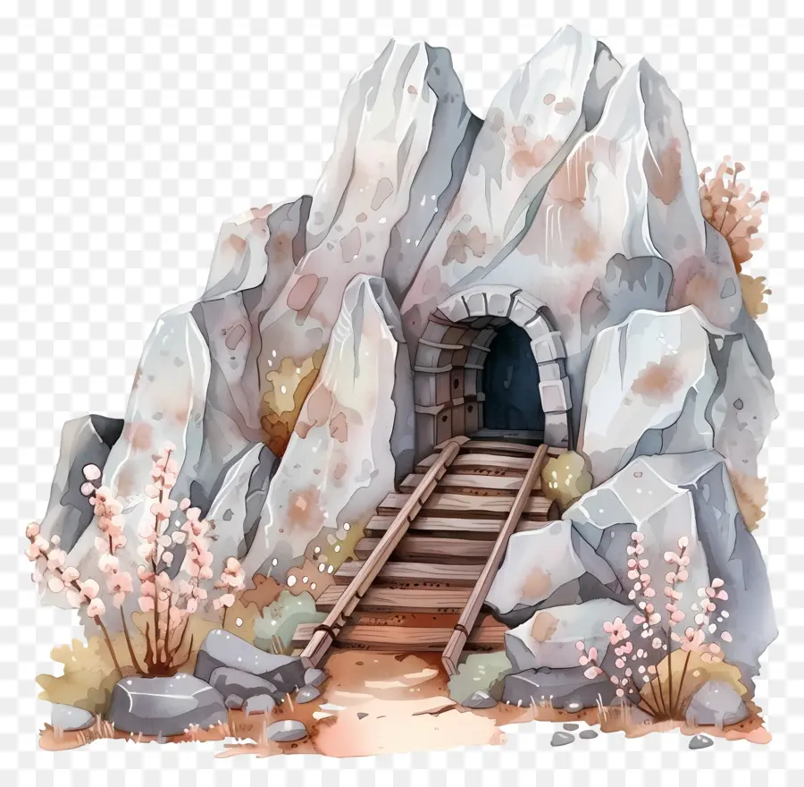 Entrada Da Mina，Pintura Em Aquarela PNG