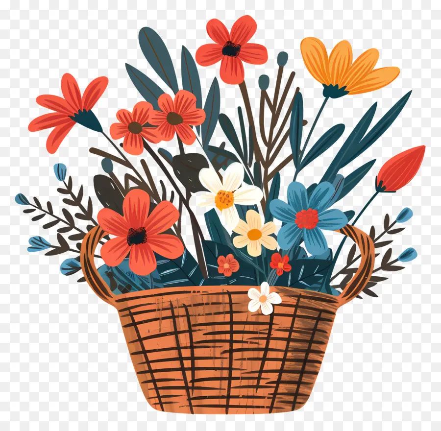 Cesta Com Flores，Arranjo De Flores PNG