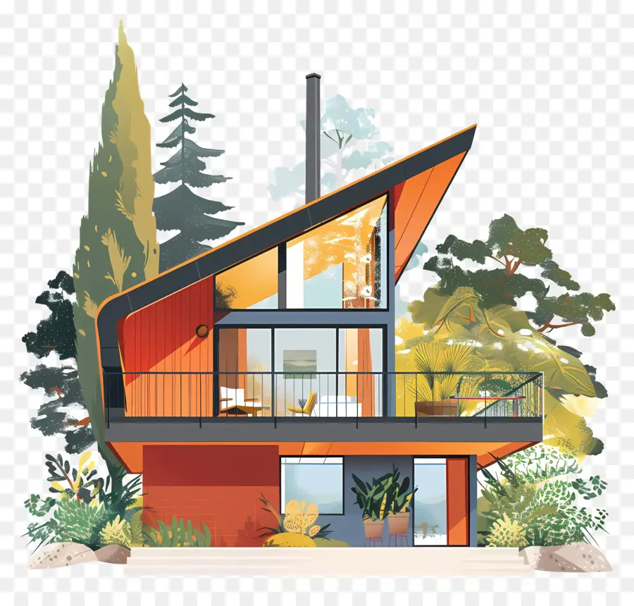 O Modern House，Abruptamente Telhado Inclinado PNG