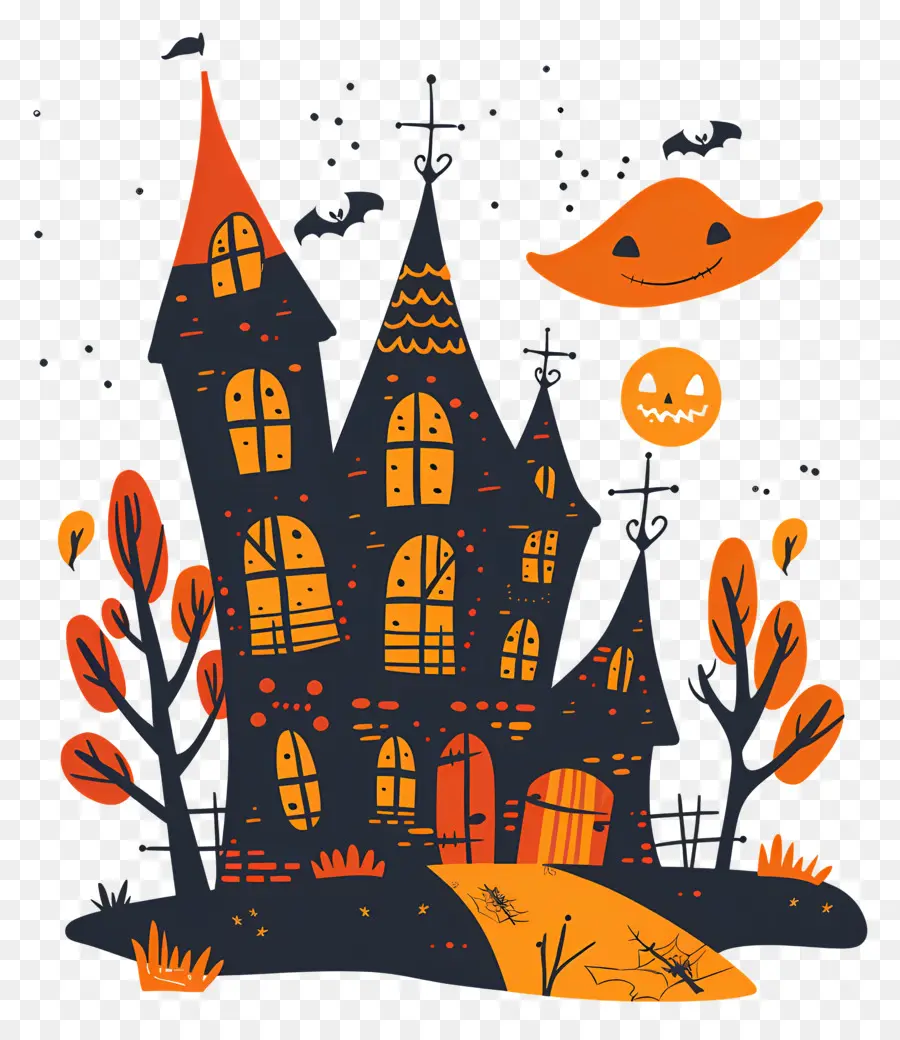 Castelo Assustador De Halloween，Casa Mal Assombrada PNG