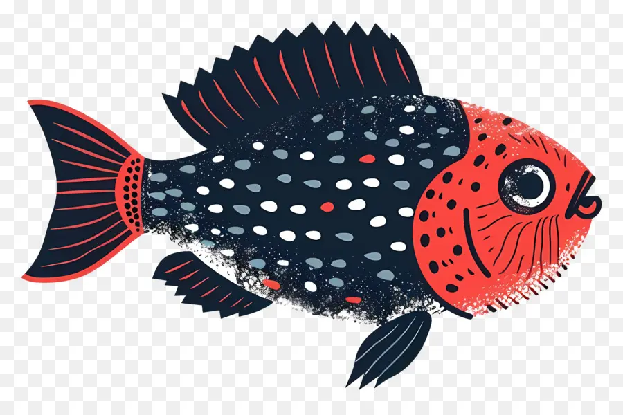 Peixe，Padrão Vermelho E Preto PNG