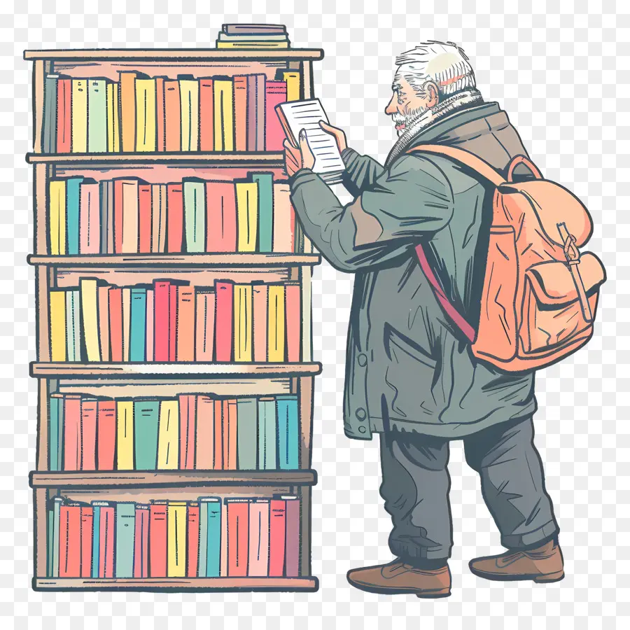 Velho Levando O Livro，Bookshelf PNG