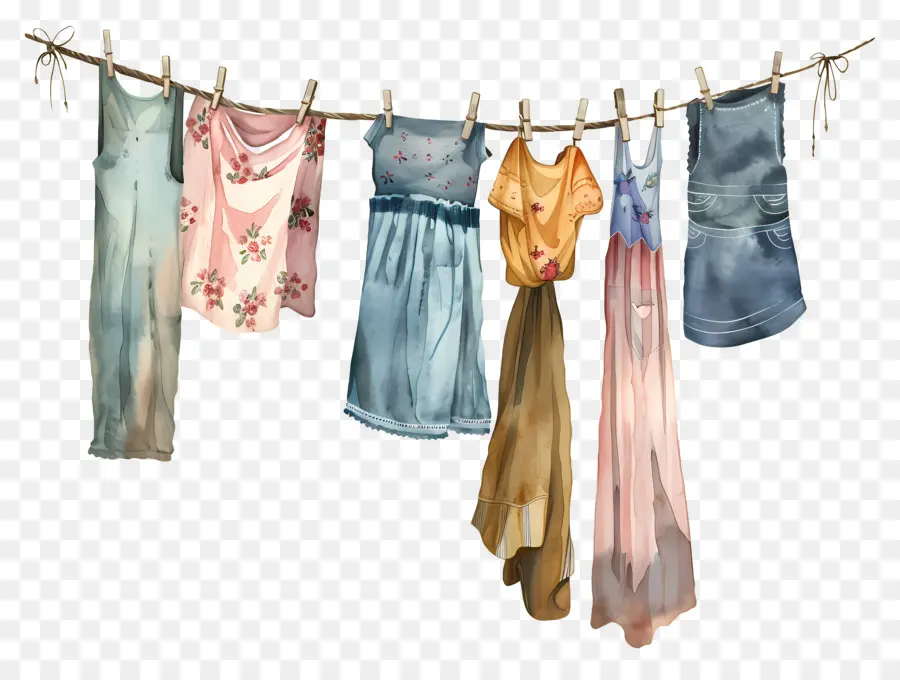 Roupas Penduradas No Varal，Varal PNG