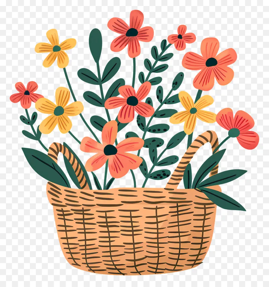 Cesta Com Flores，Cesta De Flores PNG