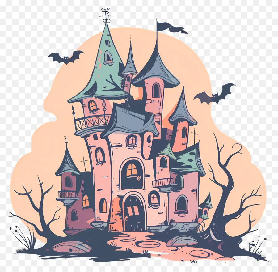 Castelo Assustador De Halloween，Arquitetura Gótica PNG