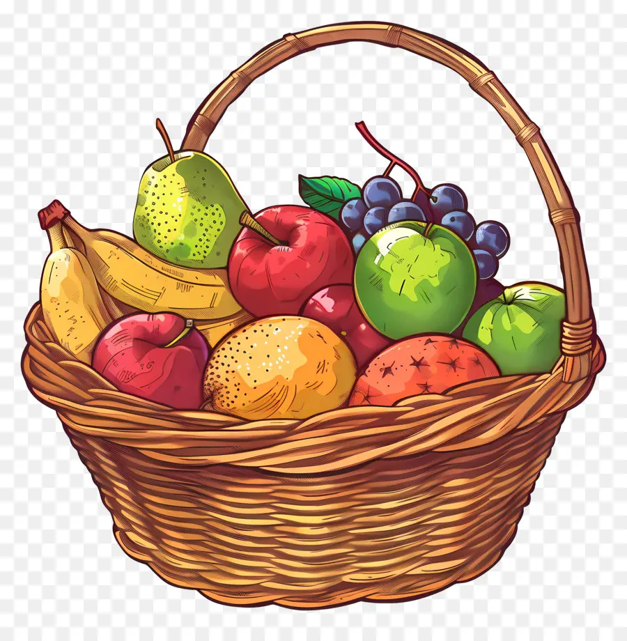 Cesta Com Frutas，Cesta De Tecido PNG