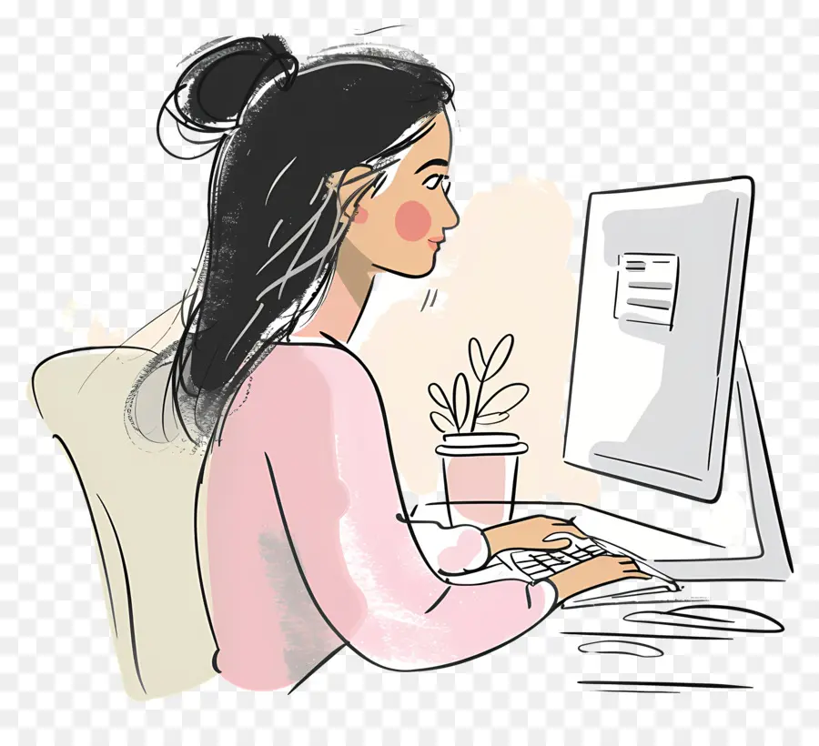 E  Mails De Leitura Feminina，Mulher No Computador PNG