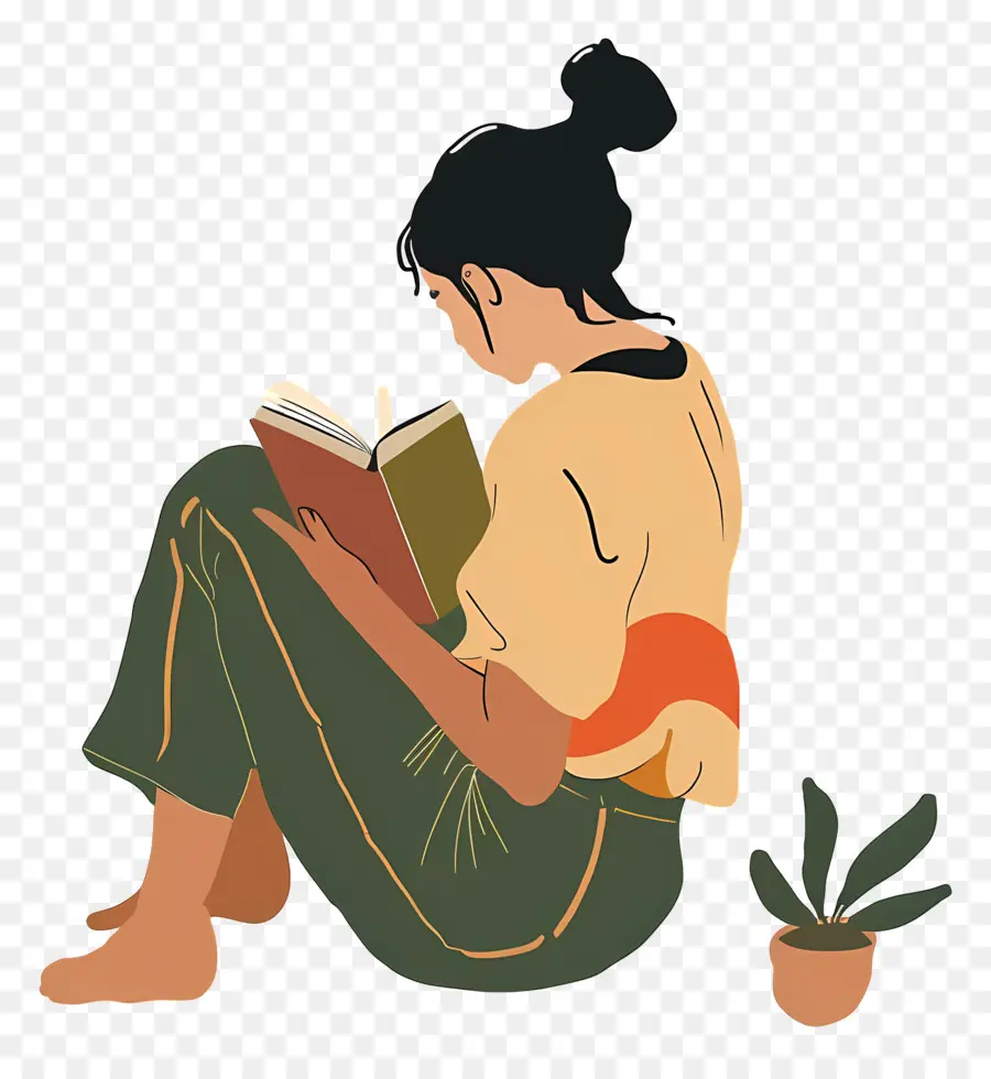 Mulher Relaxando，Lendo Um Livro PNG