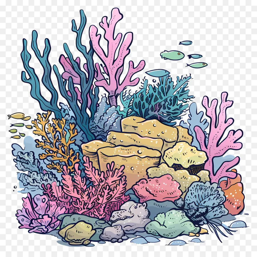 Os Recifes De Coral，Aquarela PNG